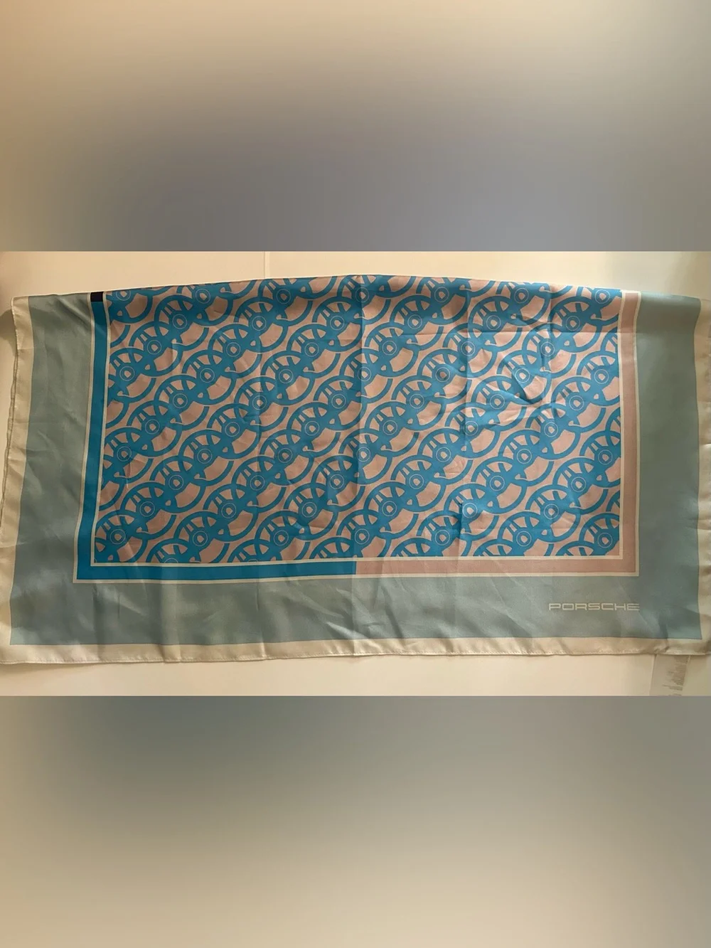 Porsche 100% Silk Blue & Pink Patterned Scarf